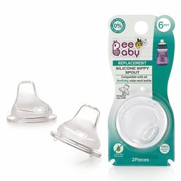 BeeBaby Replacement Anti-Colic Soft Silicone Sippy Spout Nipple with Storage Case - Pack of 2-6