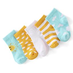 Cute Walk by Babyhug Cotton Ankle Length Anti-Bacterial Socks Stripes Design Pack of 5 - Multicolour-picture-20