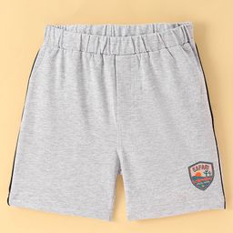 Ollypop Sinker Knit Knee Length Shorts with Safari Print- Grey-picture-1