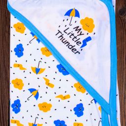 Mittenbooty Baby Hooded Wrap single Ply -Umbrella Print-Blue-picture-28