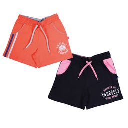 3PIN Pack Of 2 Text Printed Shorts - Coral & Black-image-38