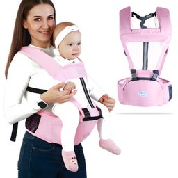 Bembika Baby Carrier Newborn to Toddler with Hip Seat - Light Pink-image-86