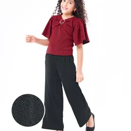 Hola Bonita Half Sleeves Top With Bow Style and Shimmer Pant - Red & Black-picture-42