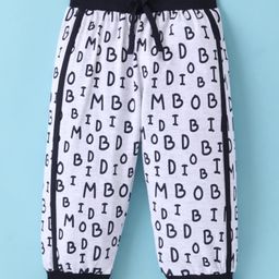 Mini Taurus Cotton Knit Full Length Lounge Pant with Alphabet Print - Navy Blue & White-picture-15