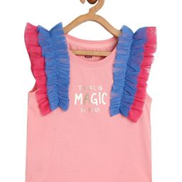 MINI KLUB Cotton Sleevesless There Is Magic In You Text Printed Top - Pink-image-70