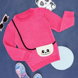 Pantaloons Junior Full Sleeves Sling Bag Designed Sweater - Fuchsia Pink-image-74