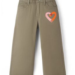 Under Fourteen Only Cotton Heart Printed Pant - Olive Green-image-3