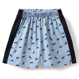 Taeko Single Jersey Knit Knee Length Shorts With Horse Print - Light Blue-image-52