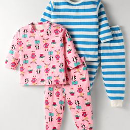 Kidi Wav Pack Of 2 Full Sleeves Striped & Reindeer Printed Tees & Coordinating Joggers Set - Multi Colour-2