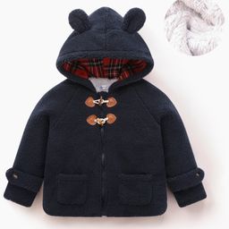 Mark & Mia Full Sleeves Hoodie With Ear Applique & Pocket Detailing - Navy Blue-picture-20