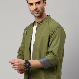 VOXATI Men Open Front Jacket with Patchwork image 1