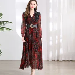 JC Collection Printed Belted Midi Dress-image-12