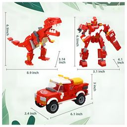 YAMAMA Building Blocks 3 In 1 Creator Realistic T-Rex Cyber Dinosaur Robot Off-Road Vehicle Bricks Block Set With Detailed Guidebook Learning And Educational Toy Play Fun And Educational Toys For Kids 262 Pcs  Multicolor image 3