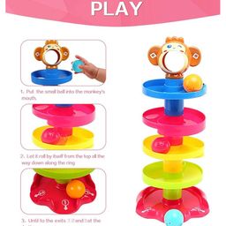 Zyamalox Early Education with Roll and Swirl Ball: 5-Layer Drop and Roll Tower for Babies and ToddlersColorful Educational Toy for Stacking, Dropping, and Development! image 4