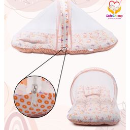 SafeChamp Lite Air Baby Feeding Pillow Bedding Set with Mosquito net and Sleeping Bag Combo - Orange image 5