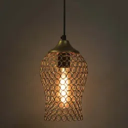 Homesake Golden Steel Hanging Pendant Light - Set of 1 (Bulb not included)-image-6