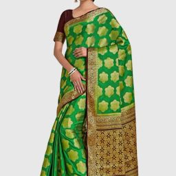Mimosa Green Woven Sarees With Blouse-image-88