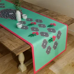 SEJ by Nisha Gupta Green Table Runner - Set of 1-21
