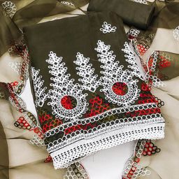 SAINOOR Embroidered Organza Unstitched Dress Material-image-50