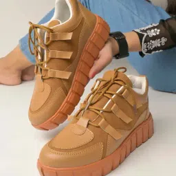 Shoetopia Kids Tan Casual Sneakers-image-74