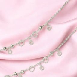Taraash 925 Sterling Silver Beaded Anklet with Openwork Circle Charms for Women-image-63