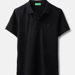 United Colors of Benetton Boys Black Cotton Textured Polo-image-23