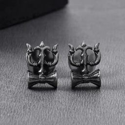 Voylla Black Eclipse Trinetra Black Stud Earrings-picture-0