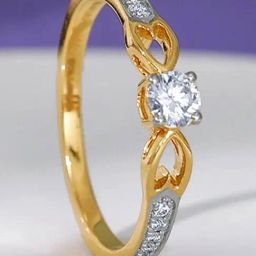 GIVA 14k Yellow Gold Leafora Lab Grown Diamond Ring-picture-9