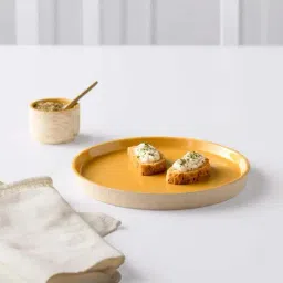 ellementry Amber Love Mustard Ceramic Dinner Plate - Set of 1-picture-28