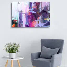 999store Purple & Grey Abstract Framed Canvas Painting-1