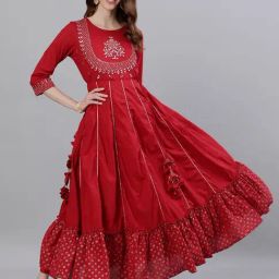 Ishin Red Embellished Maxi Dress-image-39