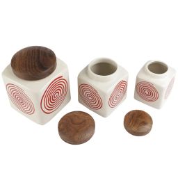VarEesha Red Square Ceramic Jars - Set of 3 image 3