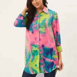 Anvi Be Yourself Pink & Blue Tie & Dye Shirt-image-13
