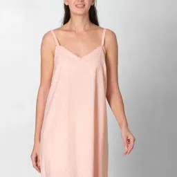 The Calm Collective Peach Self Design Night Dress-image-98