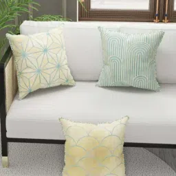 Bianca Suzane Beige & Mint Green Microfibre Cushion Cover - Set of 3-19