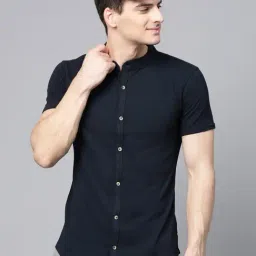 ManQ Dark Blue Slim Fit Shirt-image-13