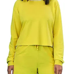 The Souled Store Yellow Mini Sweatshirt With Shorts-image-7