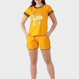 N-Gal Yellow Graphic Print T-Shirt with Shorts-picture-33