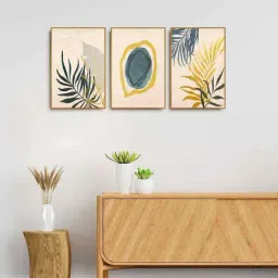 999Store Brown Canvas Wall Painting Panel With Fibre Frame - Set of 3-44