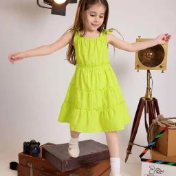 The Souled Store Girls Neon Green Cotton Solid Dress-image-44