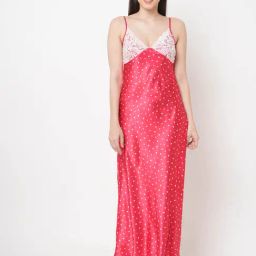 Sweet Dreams Pink Satin Printed Nighty With Robe-picture-28