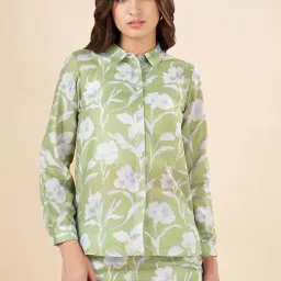 Akkriti by Pantaloons Green Floral Print Shirt-picture-8