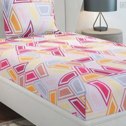 Monte Carlo Elegnc Magenta Cotton Printed 104 TC Single Bedsheet with 1 x Pillow Cover-image-17