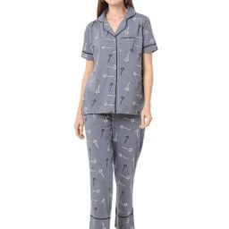 Smarty Pants Grey Cotton Regular Fit Printed Pyjama Set-picture-4