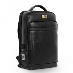 Arista Vault Black Textured Medium Leather Backpack-image-5
