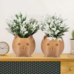 Kuber Industries Gold-Toned & White 6 Pieces Artificial Flower With Pot-41