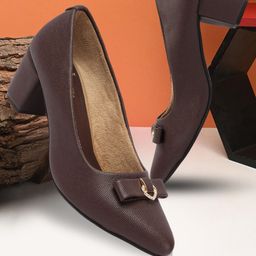 Carlton London Women Textured Party Block Pumps with Bows-54