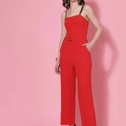 KASSUALLY Red Plain Jumpsuit image 1
