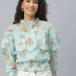 showoffff SHOWOFF Sea Green Floral Printed Top-picture-15