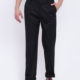 Wills Lifestyle Men Black Regular Fit Solid Smart Casual Trousers-image-52